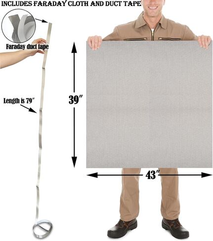 Faraday Fabric EMP Proof, Copper/Nickel/Poly Shielding Cloth,Military Grade Conductive Fabric 43"W*39"L Faraday Tape 78" - for DIY Faraday Bags/Cage/Box/Blanket/maternity wear/curtains/case covers. in Saudi Arabia