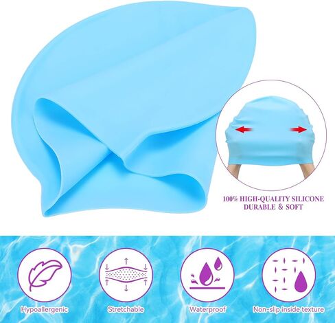 24 Pcs Unisex Adult Silicone Swim Cap for Men Women Waterproof Swimming Hat Durable Non Slip Swimming Pool Cap Elastic Wrinkle Free Swimming Cap for Men Women Training and Racing Long and Short Hair in Saudi Arabia