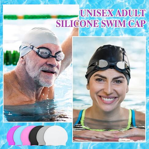 24 Pcs Unisex Adult Silicone Swim Cap for Men Women Waterproof Swimming Hat Durable Non Slip Swimming Pool Cap Elastic Wrinkle Free Swimming Cap for Men Women Training and Racing Long and Short Hair in Saudi Arabia