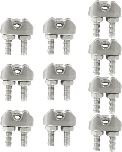 10 Pcs Cable Clamp Wire Rope Clips, 1/8 Inch M3 Wire Rope Cable Clamps Metal U Bolt Rigging,304 Stainless Steel Clip Clamp in Saudi Arabia