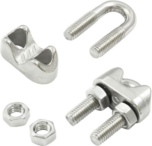 10 Pcs Cable Clamp Wire Rope Clips, 1/8 Inch M3 Wire Rope Cable Clamps Metal U Bolt Rigging,304 Stainless Steel Clip Clamp in Saudi Arabia