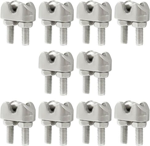 10 Pcs Cable Clamp Wire Rope Clips, 1/8 Inch M3 Wire Rope Cable Clamps Metal U Bolt Rigging,304 Stainless Steel Clip Clamp in Saudi Arabia