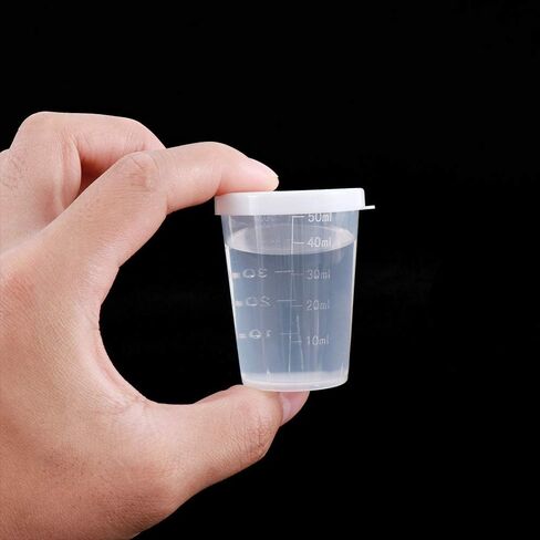 50ml Plastic Transparent Measuring Cups Pack of 10, Clear Cups Plastic Measuring Cups Laboratory Test Calibration Liquid Measuring Cups Container with Lid in Saudi Arabia