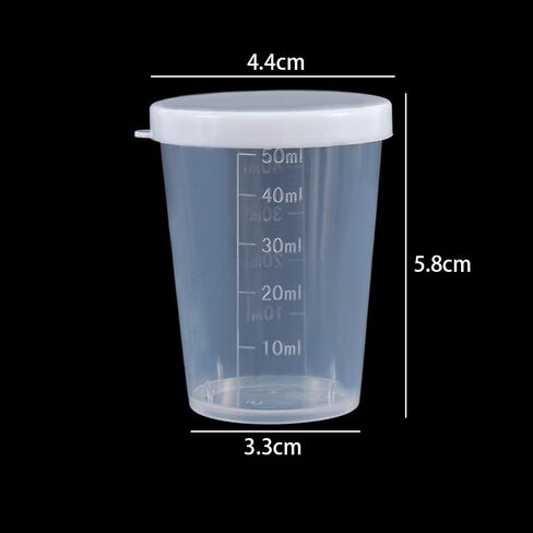 50ml Plastic Transparent Measuring Cups Pack of 10, Clear Cups Plastic Measuring Cups Laboratory Test Calibration Liquid Measuring Cups Container with Lid in Saudi Arabia