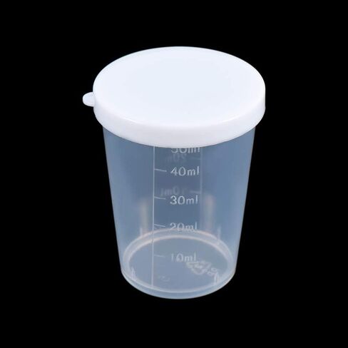 50ml Plastic Transparent Measuring Cups Pack of 10, Clear Cups Plastic Measuring Cups Laboratory Test Calibration Liquid Measuring Cups Container with Lid in Saudi Arabia