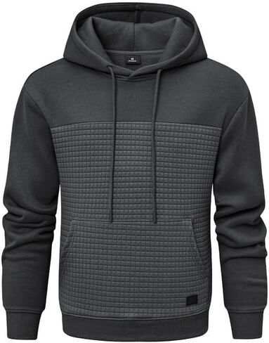 JMIERR Men's Hooded Sweatshirt Casual Long Sleeve Drawstring Waffle Pullover Hoodies with Pockets in Saudi Arabia