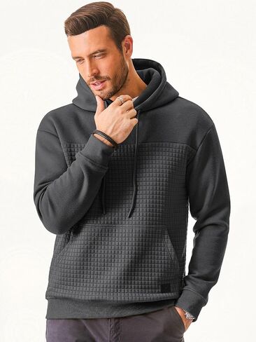 JMIERR Men's Hooded Sweatshirt Casual Long Sleeve Drawstring Waffle Pullover Hoodies with Pockets in Saudi Arabia