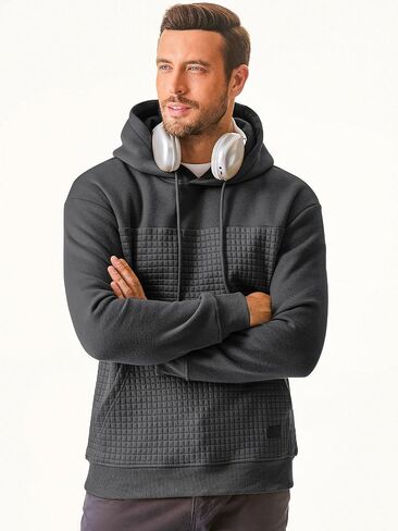 JMIERR Men's Hooded Sweatshirt Casual Long Sleeve Drawstring Waffle Pullover Hoodies with Pockets in Saudi Arabia