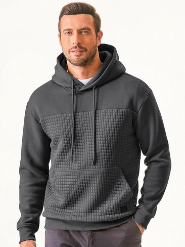 JMIERR Men's Hooded Sweatshirt Casual Long Sleeve Drawstring Waffle Pullover Hoodies with Pockets in Saudi Arabia