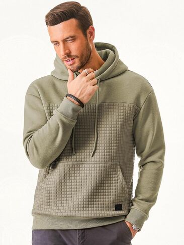 JMIERR Men's Hooded Sweatshirt Casual Long Sleeve Drawstring Waffle Pullover Hoodies with Pockets in Saudi Arabia