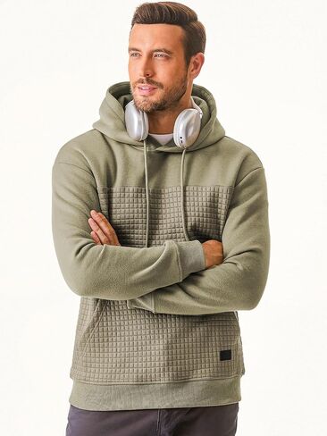 JMIERR Men's Hooded Sweatshirt Casual Long Sleeve Drawstring Waffle Pullover Hoodies with Pockets in Saudi Arabia