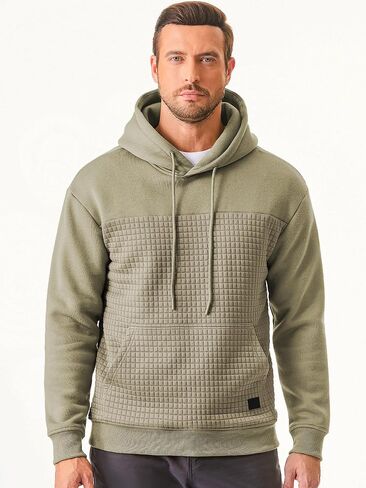 JMIERR Men's Hooded Sweatshirt Casual Long Sleeve Drawstring Waffle Pullover Hoodies with Pockets in Saudi Arabia