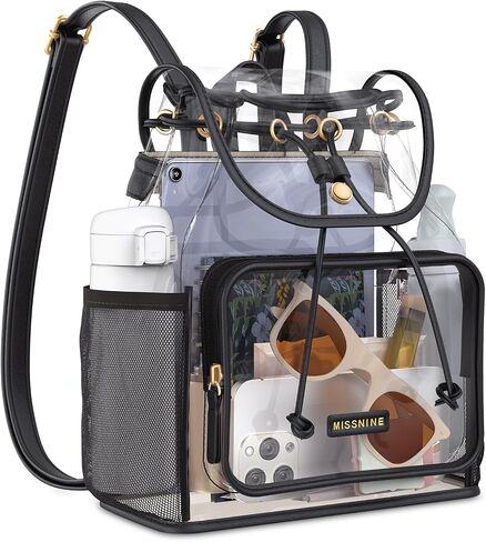 Missnine Clear Backpack for Stadium Events, Thick PVC Mini Clear Bag Stadium Approved for Concert Work Sports Events Games Festivals Travel in Saudi Arabia