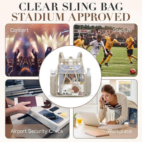 Missnine Clear Backpack for Stadium Events, Thick PVC Mini Clear Bag Stadium Approved for Concert Work Sports Events Games Festivals Travel in Saudi Arabia