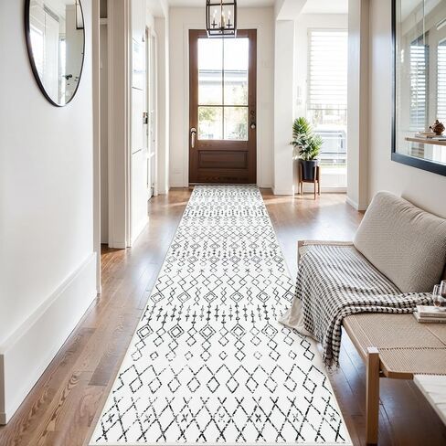 سجادة وونيتار قابلة للغسل في الغسالة، 2'6" × 10' سجادة عداء المدخل بوهو غير قابلة للانزلاق، عداء مدخل مدعوم بالمطاط الهندسي القبلي، سجاد عداء طويل جدًا لغرفة المعيشة وغرفة النوم in Kuwait