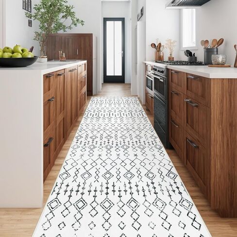 سجادة وونيتار قابلة للغسل في الغسالة، 2'6" × 10' سجادة عداء المدخل بوهو غير قابلة للانزلاق، عداء مدخل مدعوم بالمطاط الهندسي القبلي، سجاد عداء طويل جدًا لغرفة المعيشة وغرفة النوم in Kuwait
