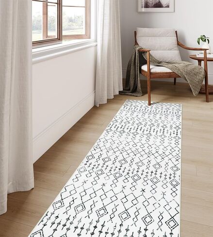 سجادة وونيتار قابلة للغسل في الغسالة، 2'6" × 10' سجادة عداء المدخل بوهو غير قابلة للانزلاق، عداء مدخل مدعوم بالمطاط الهندسي القبلي، سجاد عداء طويل جدًا لغرفة المعيشة وغرفة النوم in Kuwait