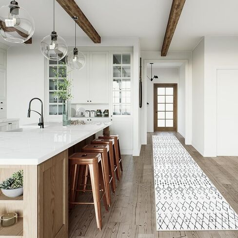 سجادة وونيتار قابلة للغسل في الغسالة، 2'6" × 10' سجادة عداء المدخل بوهو غير قابلة للانزلاق، عداء مدخل مدعوم بالمطاط الهندسي القبلي، سجاد عداء طويل جدًا لغرفة المعيشة وغرفة النوم in Kuwait