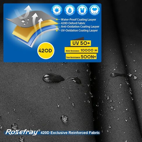 غطاء قوارب الكاياك المقاوم للماء من Rosefray، غطاء زورق بحري سميك مع حامل مجداف، مقاوم للأشعة فوق البنفسجية، غطاء قارب صيد مقاوم للغبار للتخزين الداخلي والخارجي - أسود، مقاس S (9.3-10.5 قدم) in Saudi Arabia