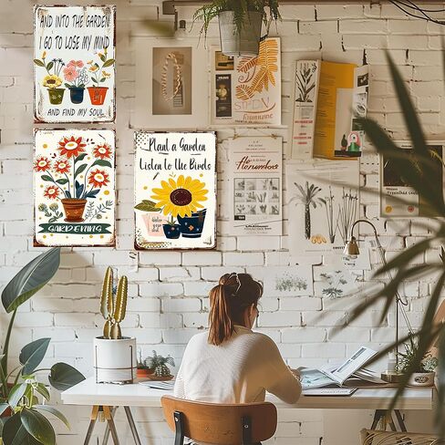 مجموعة عتيقة من البستنة مقاس 8 × 12 بوصة مكونة من 6 علامات معدنية للفناء والقصدير وعلامات للحديقة وديكورات منزلية للحفلات وملصقات من الألومنيوم لديكور جدران المنزل in Kuwait