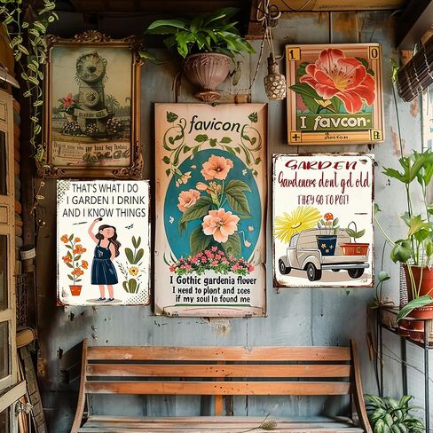 مجموعة عتيقة من البستنة مقاس 8 × 12 بوصة مكونة من 6 علامات معدنية للفناء والقصدير وعلامات للحديقة وديكورات منزلية للحفلات وملصقات من الألومنيوم لديكور جدران المنزل in Kuwait