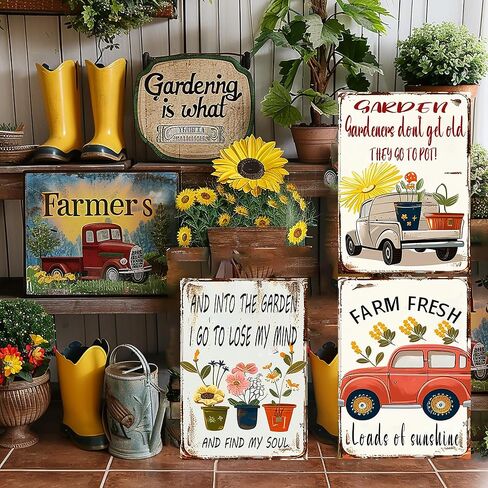 مجموعة عتيقة من البستنة مقاس 8 × 12 بوصة مكونة من 6 علامات معدنية للفناء والقصدير وعلامات للحديقة وديكورات منزلية للحفلات وملصقات من الألومنيوم لديكور جدران المنزل in Kuwait