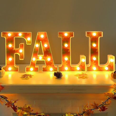 ديكور الخريف - ديكورات الخريف للمنزل - 4 أحرف مضيئة LED "FALL" للمنزل وعيد الشكر ورف طاولة الخريف لوازم ديكور الحفلات الداخلية in Kuwait