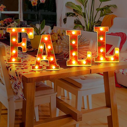 ديكور الخريف - ديكورات الخريف للمنزل - 4 أحرف مضيئة LED "FALL" للمنزل وعيد الشكر ورف طاولة الخريف لوازم ديكور الحفلات الداخلية in Kuwait