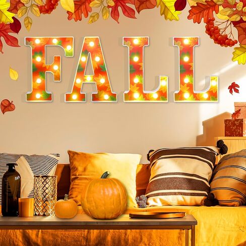 ديكور الخريف - ديكورات الخريف للمنزل - 4 أحرف مضيئة LED "FALL" للمنزل وعيد الشكر ورف طاولة الخريف لوازم ديكور الحفلات الداخلية in Kuwait