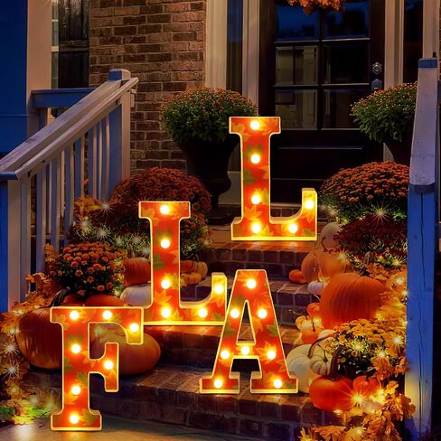 ديكور الخريف - ديكورات الخريف للمنزل - 4 أحرف مضيئة LED "FALL" للمنزل وعيد الشكر ورف طاولة الخريف لوازم ديكور الحفلات الداخلية in Kuwait