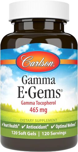 Carlson - Gamma E-Gems, 465 mg, Gamma Tocopherol, Vitamin E Tocopherol, Optimal Wellness, 120 Softgels in Saudi Arabia