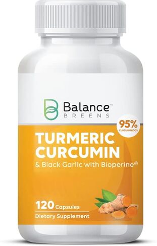 Turmeric Curcumin (95% Curcuminoids) + Black Garlic with Bioperine Black Pepper: The Ultimate Absorption Powerhouse Pills by Balance Breens in Kuwait