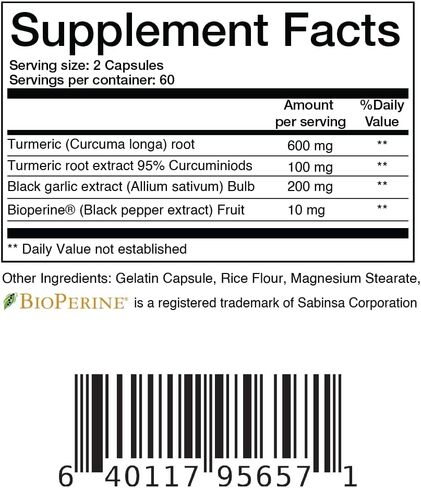 Turmeric Curcumin (95% Curcuminoids) + Black Garlic with Bioperine Black Pepper: The Ultimate Absorption Powerhouse Pills by Balance Breens in Kuwait