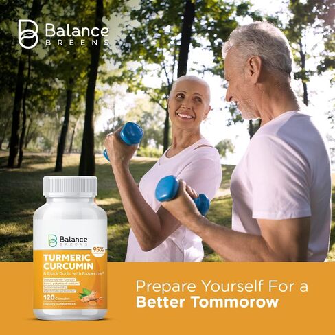 Turmeric Curcumin (95% Curcuminoids) + Black Garlic with Bioperine Black Pepper: The Ultimate Absorption Powerhouse Pills by Balance Breens in Kuwait