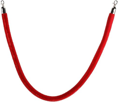 NovelBee قطعتان من حبال الدعامة المخملية مع خطافات فضية، حبال حاجز طابور بطول 10 أقدام، حواجز أمان حبل مخملية للتحكم في الحشود لديكورات الحفلات (أحمر) in Kuwait