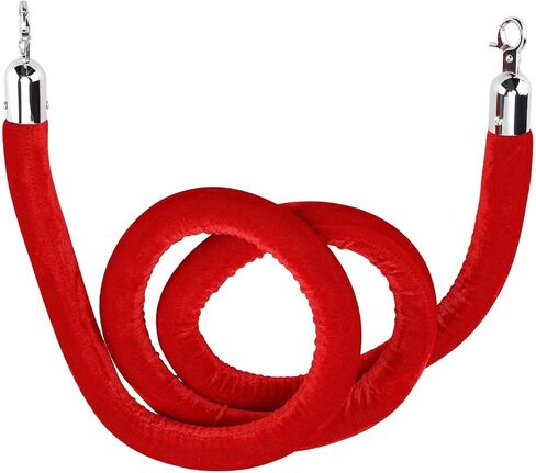 NovelBee قطعتان من حبال الدعامة المخملية مع خطافات فضية، حبال حاجز طابور بطول 10 أقدام، حواجز أمان حبل مخملية للتحكم في الحشود لديكورات الحفلات (أحمر) in Kuwait