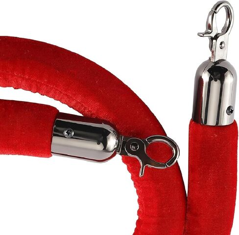 NovelBee قطعتان من حبال الدعامة المخملية مع خطافات فضية، حبال حاجز طابور بطول 10 أقدام، حواجز أمان حبل مخملية للتحكم في الحشود لديكورات الحفلات (أحمر) in Kuwait