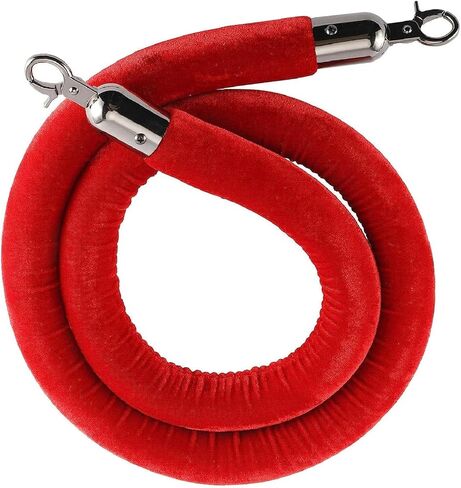 NovelBee قطعتان من حبال الدعامة المخملية مع خطافات فضية، حبال حاجز طابور بطول 10 أقدام، حواجز أمان حبل مخملية للتحكم في الحشود لديكورات الحفلات (أحمر) in Kuwait