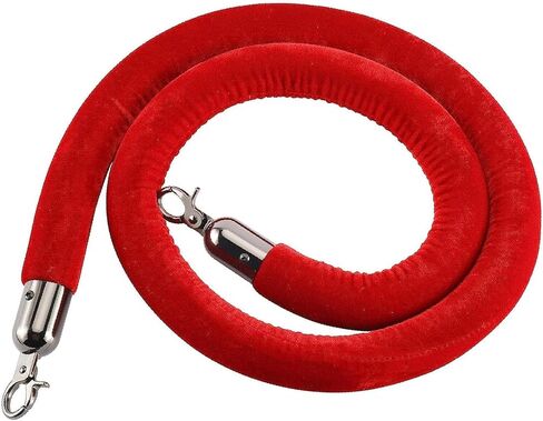 NovelBee قطعتان من حبال الدعامة المخملية مع خطافات فضية، حبال حاجز طابور بطول 10 أقدام، حواجز أمان حبل مخملية للتحكم في الحشود لديكورات الحفلات (أحمر) in Kuwait