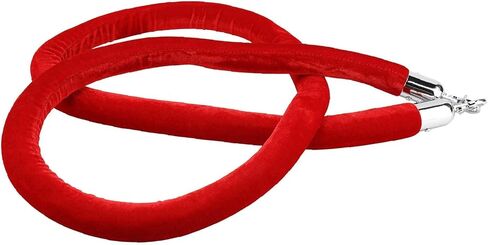 NovelBee قطعتان من حبال الدعامة المخملية مع خطافات فضية، حبال حاجز طابور بطول 10 أقدام، حواجز أمان حبل مخملية للتحكم في الحشود لديكورات الحفلات (أحمر) in Kuwait