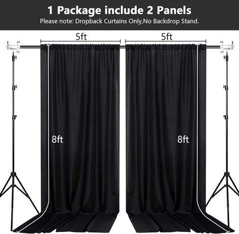 MEETSKY 6 Panels Black Backdrop Curtain for Party Wedding Ceremony 30ftx 10ft Photo Curtains Backdrop Drapes Fabric Backdrop Curtain Rod Pocket Decoration Birthday Party for Boys Men, 5ft x 10ft x 6P in Kuwait