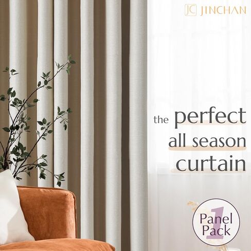 jinchan Linen Textured 75% Blackout Curtain 54 Inch Length for Living Room Room Darkening Thermal Insulated Grommet Top Window Drape for Bedroom 38x54 Grey 1 Panel in Saudi Arabia