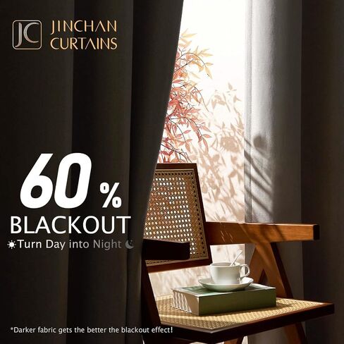 jinchan Linen Textured 75% Blackout Curtain 54 Inch Length for Living Room Room Darkening Thermal Insulated Grommet Top Window Drape for Bedroom 38x54 Grey 1 Panel in Saudi Arabia