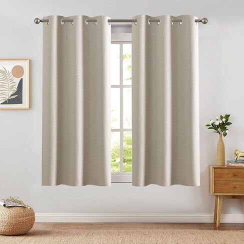 jinchan Linen Textured 75% Blackout Curtain 54 Inch Length for Living Room Room Darkening Thermal Insulated Grommet Top Window Drape for Bedroom 38x54 Grey 1 Panel in Saudi Arabia