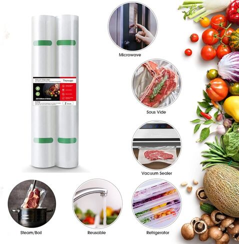أكياس مانعة للتسرب، 2 لفات سميكة وشديدة التحمل ذات جودة تجارية أكياس محكمة الغلق لتخزين الطعام وتوفير الطبخ بالفيديو in Kuwait