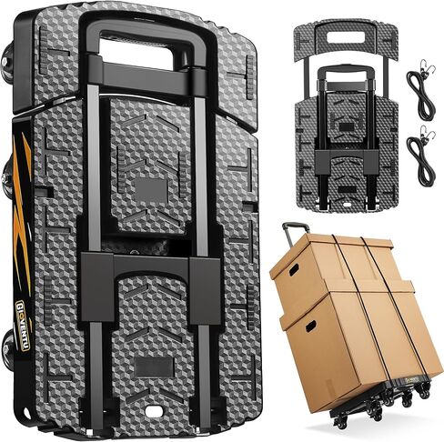 شاحنة يدوية دوللي للتحرك (440 رطل)، عربة دوللي قابلة للطي مع 6 عجلات من المطاط اللدن حراريًا ومقبض قابل للقفل 90 درجة، شاحنة منصة عربة أمتعة محمولة للسفر والاستخدام المكتبي وما إلى ذلك in Kuwait