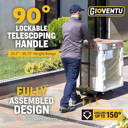 شاحنة يدوية دوللي للتحرك (440 رطل)، عربة دوللي قابلة للطي مع 6 عجلات من المطاط اللدن حراريًا ومقبض قابل للقفل 90 درجة، شاحنة منصة عربة أمتعة محمولة للسفر والاستخدام المكتبي وما إلى ذلك in Kuwait