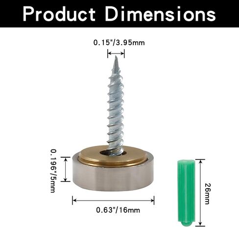 4 PCS Satin Nickle Screw Covers Caps Solid Brass Decorative Mirror Screws Fasteners, 3/5" Diameter in Saudi Arabia