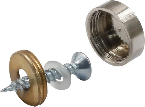 4 PCS Satin Nickle Screw Covers Caps Solid Brass Decorative Mirror Screws Fasteners, 3/5" Diameter in Saudi Arabia