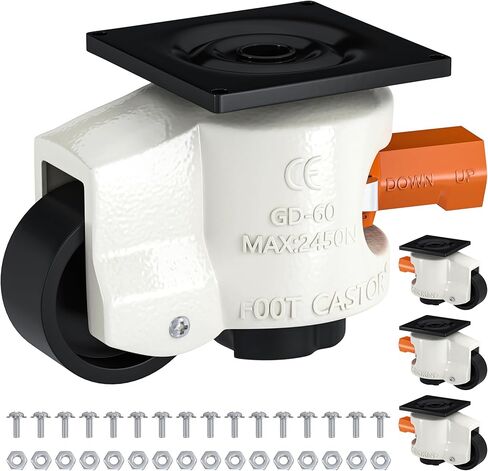 Leveling Casters Heavy Duty Set of 4 Workbench Castor: Adjustable Caster with Ratchet Arm-Retractable Caster for furniture, Shelves, Machine Capacity 2200Lbs in Kuwait